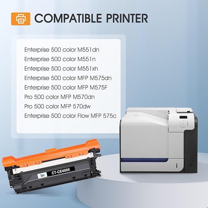 507X 507A Toner Cartridges 4 Pack Compatible for HP 507X 507A High Yield CE400X CE401A CE402A CE403A for HP Laserjet Enterprise 500 Color M551 M551n M551dn M551xh M570dn M570dw M575f Printer