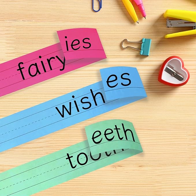 Juvale Colored Sentence Strips for Teacher Supplies, Classroom, Lined Paper Borders for Writing Words (5 Colors, 3 x 24 Inch) - 100 Pack