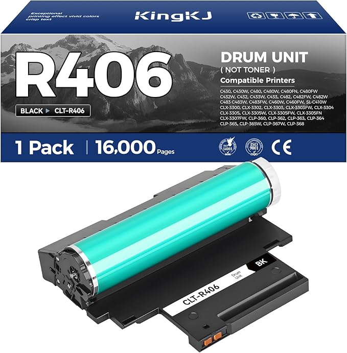 CLT-R406 R406 Imaging Drum Unit (Not Toner) 1-Pack Replacement for Samsung CLT-R406 R406 Compatible with Samsung SL-C430 C430W C480 C482W Xpress C460FW SL-C410W CLX-3300 CLX-3305W CLP-360 365W Printer