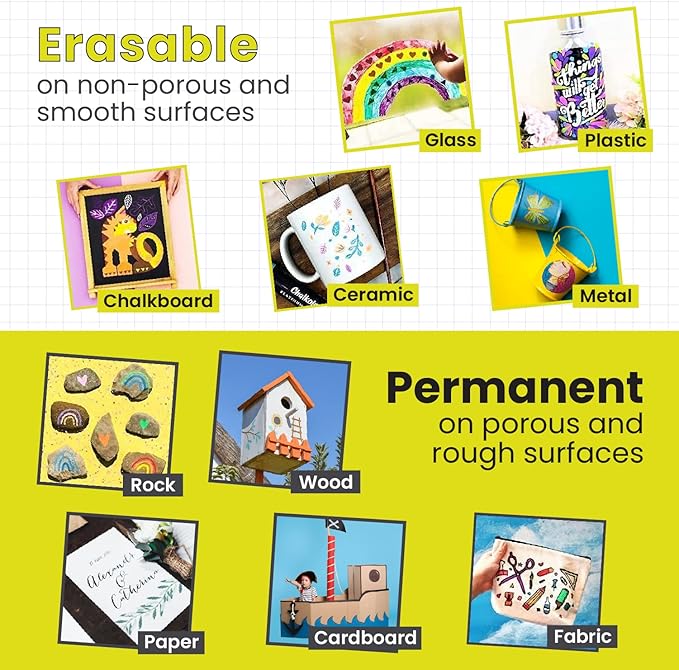 5 Yellow Chalkboard Chalk Markers - Yellow Dry Erase Markers for Blackboard, Chalkboard Signs, Windows, Glass | Variety Pack - Fine & Jumbo Size Ink Pen (1mm, 3mm, 6mm, 10mm, 15mm)