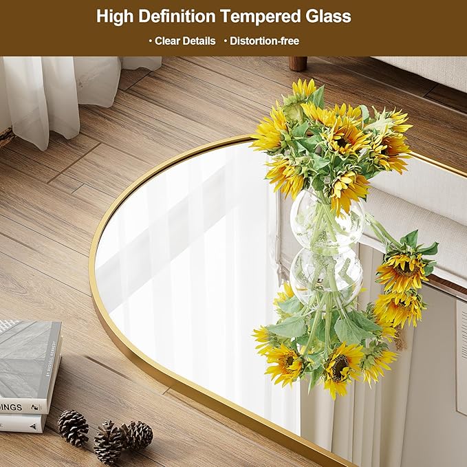 26x71 Inch Full Body Mirror - Large Arched Full Length Mirror with Stand Aluminum Frame Wall Mounted Leaning for Bedroom Living Room