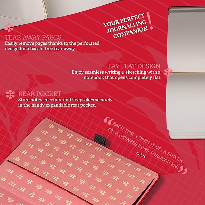 Dingbats A5 Wildlife Notebook Journal Hardcover, Cream 100gsm Ink-Proof Paper, 6.1 x 8.5 inches, 192 pages (Red Kangaroo, Lined)