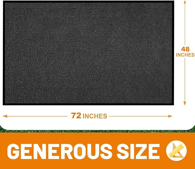 Front Door Mat, 4' x 6' Extra Large Commercial Industrial Rug Heavy Duty Outdoor Indoor Entryway Doormat Low Profile Welcome Entry Door Mat Non Slip Backing for Entrance Home Office,Black