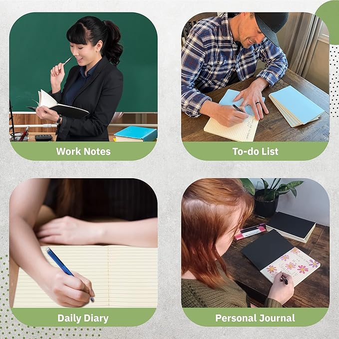 Simply Genius A5 Notebooks for Work, Travel, Business, School & More - College Ruled Notebook - Softcover Journals for Women & Men - Lined Note Books with 92 pages, 5.5" x 8.3" (Green, 30 pack)