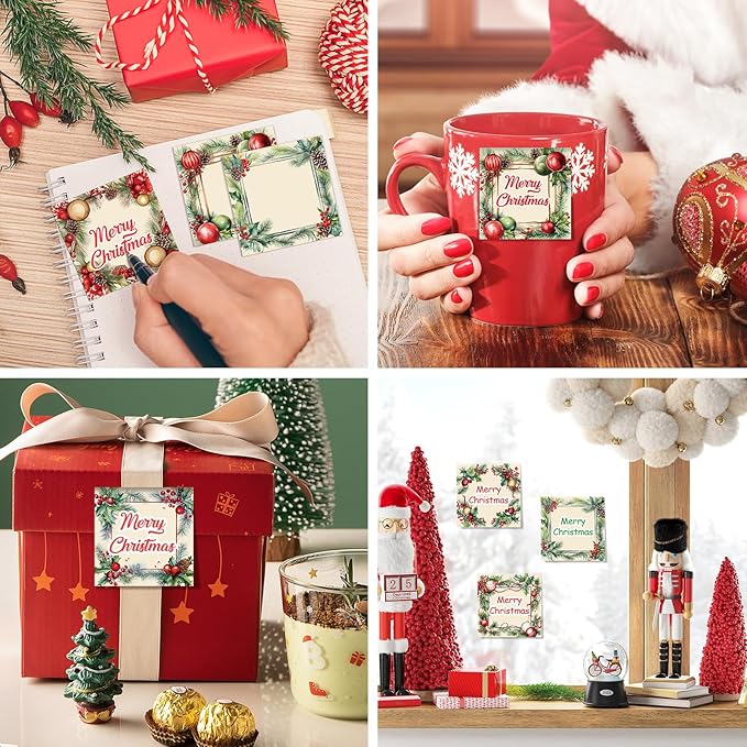 9 Pieces Vintage Christmas Sticky Note Vintage Design Christmas Self-Adhesive Note Pads Christmas Sticky Memo Notes for Xmas School Office Home Supplies Students Teachers Present 9 Styles