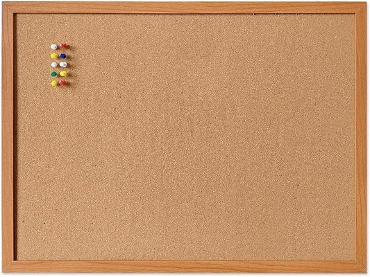 Cork Bulletin Board for Wall - 24” x 18” Bulletin Board Cork Board Wall Mounted Wood Frame Message Board pin Board for School,Office and Home