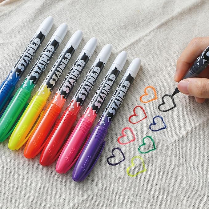 Sharpie Stained Fabric Markers, Brush Tip, Assorted Colors, 8 Count