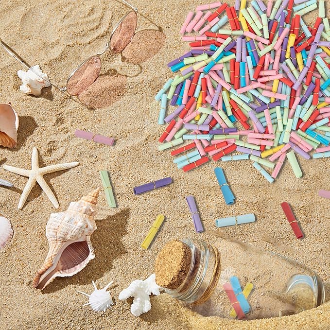 300 Pieces Colorful Scroll Paper Mini Message In a Bottle Message Paper Scrolls Mini Lucky Wishing Paper Rolls for Birthday, Anniversary, Valentine