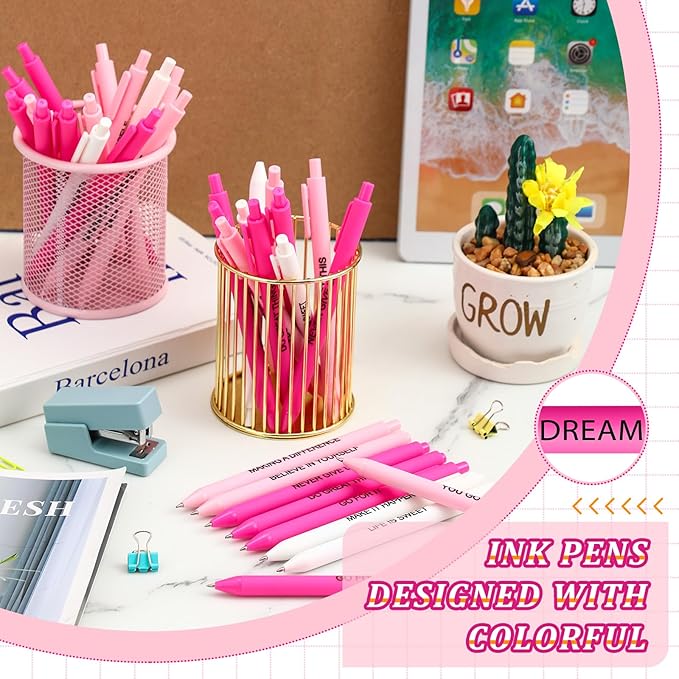 50 Pcs Gel Ink Pens Motivational Inspirational Quote Pen Retractable Rolling Ball Smooth Writing for Coworkers Supplies Office Home(Elegant Color,Boss Lady)