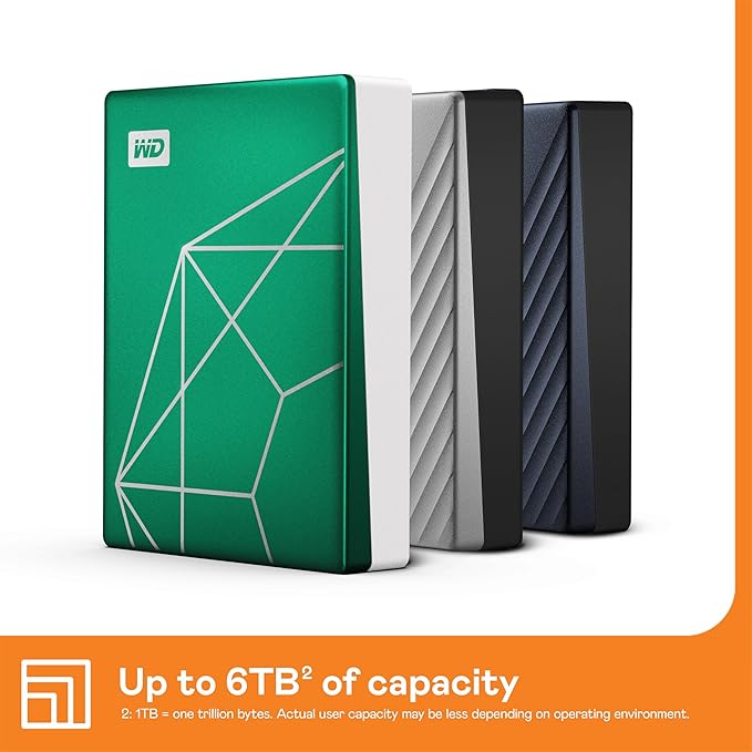 WD 2TB My Passport Ultra Portable Hard Drive HDD, 20th Anniversary Emerald Drive, USB-C, with Backup Software and Password Protection - WDBJXT0020BGN-WESN