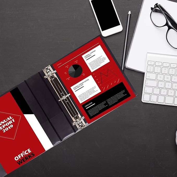 3 Ring Binder, 2.5 Inch D Ring Binders, 8.5" x 11" Presentation Folder View Binder with Pockets, Durable Non-Stick Customizable Clear View Cover for Documents, Files, Projects (Black)