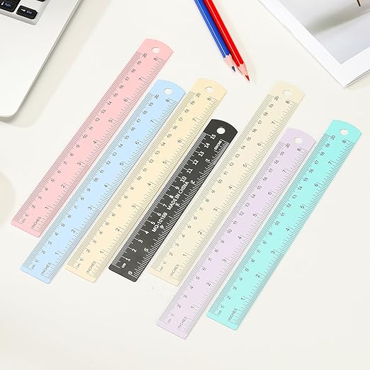 PATIKIL 20cm/8" Metal Ruler, 2 Pack Aluminum Alloy Rulers with Centimeters, Millimeters, Inches and Conversion Table Straight Edge Ruler for Writing Machinist Drafting, Purple