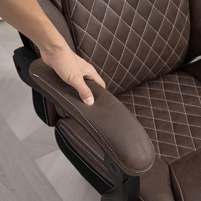 HOMCOM Executive Office Chair with Foot Rest, Ergonomic Desk Chair, Reclining Swivel Chair with High Back and Adjustable Height, Dark Brown