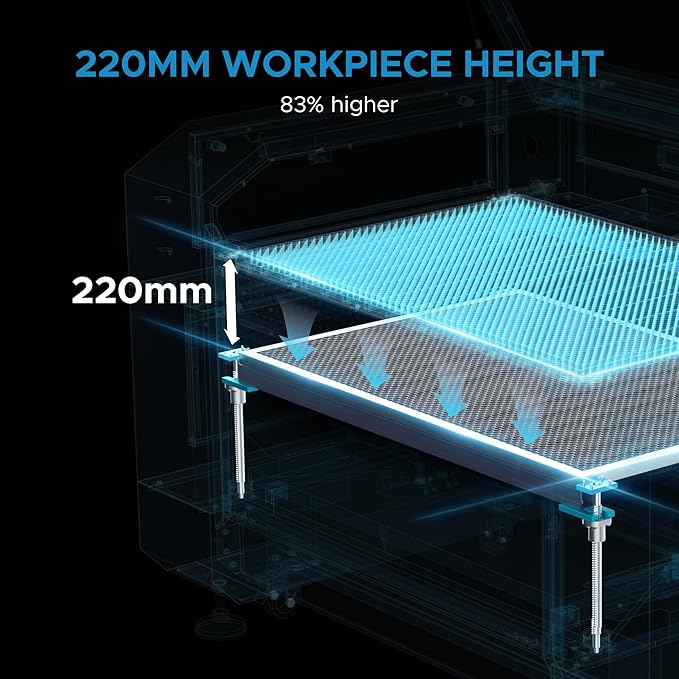 OMTech Pronto 130W CO2 Laser Engraver | 51" × 35" Laser Cutting Machine with Autofocus | 2-Way Pass, Air Assist, Red Dot Pointer | Ideal for Wood, Glass, Acrylic, and More