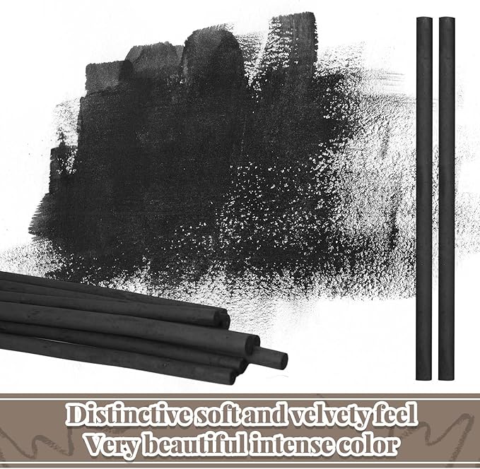 Gueevin 50 Pcs Willow Charcoal Sticks, Willow Charcoal, Artists, Beginners, Students, Perfect for Sketching, Drawing, Shading, and Fine Art (7-9mm)