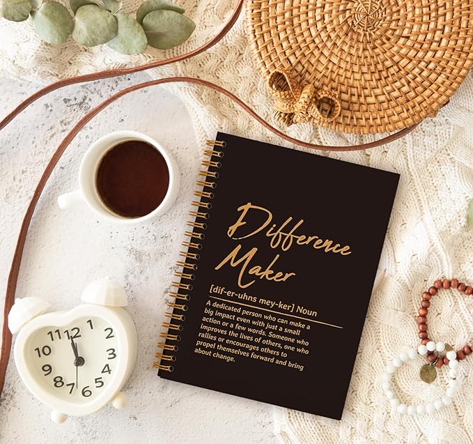 OXW Difference Maker Appreciation Gift, Meeting Notebook for Work, Thank You Gifts for Leader Mentor Manager Boss, Office Supplies Social Worker Notebook, Orange Hardcover Spiral Notebook 5.5 x 8.3
