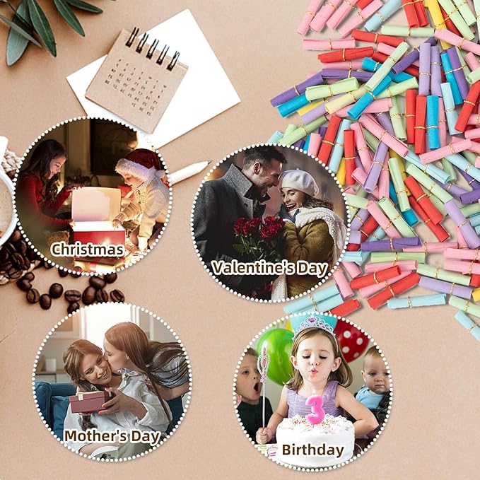 300 Pieces Colorful Scroll Paper Mini Message In a Bottle Message Paper Scrolls Mini Lucky Wishing Paper Rolls for Birthday, Anniversary, Valentine
