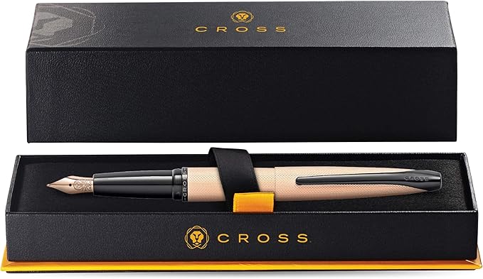 Cross ATX Refillable Fountain Presented in a Luxury Gift Box - Medium Point, Black Ink, Sandblasted Rose Gold