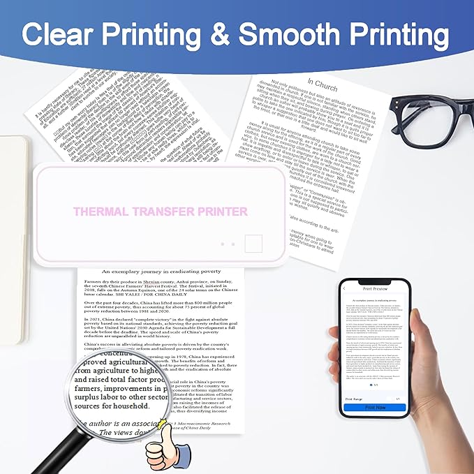 Potanro Thermal Printer Paper A4 Printing Paper Quick-dry Thermal Paper 8.3''x23'' Thermal for Portable Printer(6 Rolls)