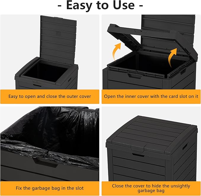 Outdoor Trash Can, 31 Gallon Garbage Can with Tiered Lid and Drip Tray, Waterproof Resin Patio Waste Bin for Garden, Backyard, Deck