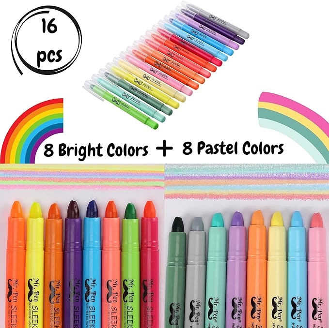Mr. Pen Gel Highlighters Assorted Colors - 16 Pcs (8 Pastel & 8 Vibrant), No Bleed Bible Highlighters