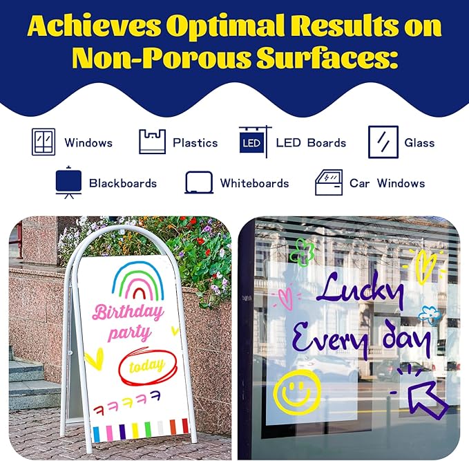 8 Pcs Liquid Chalk Markers - 7mm Assorted Colors, Washable Markers for Cars, Glass, Chalkboards, Posters, Business