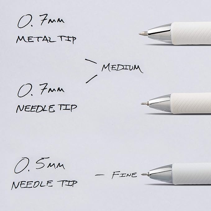 Pentel Gel Ink Pen, EnerGel Pearl RTX0.5mm, Fine Point, Needle Tip (BLN75WBP3A),Black
