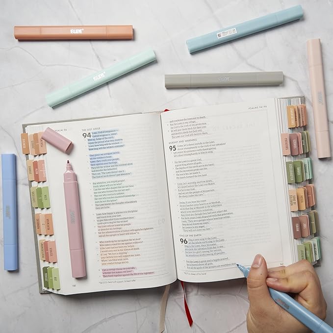BLIEVE- Aesthetic Bible Highlighters No Bleed Through Assorted Colors, Cute Highlighter Dual Tip For Journaling Supplies And School Accessories, Bible Highlighters And Pens No Bleed (COASTAL DREAM)