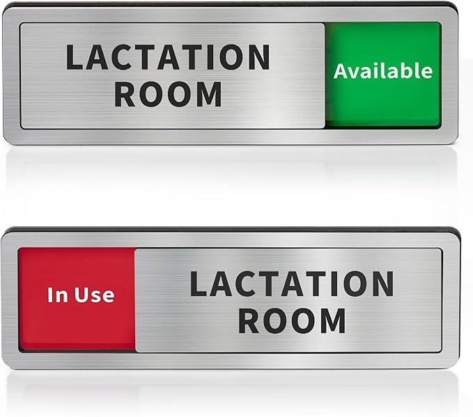Lactation Room Door Sign with Slider, Do Not Disturb Privacy Office Sign, In Use/Available Acrylic Sliding Indicator for Business Hospital Home, Brushed Silver 8" x 2.6"