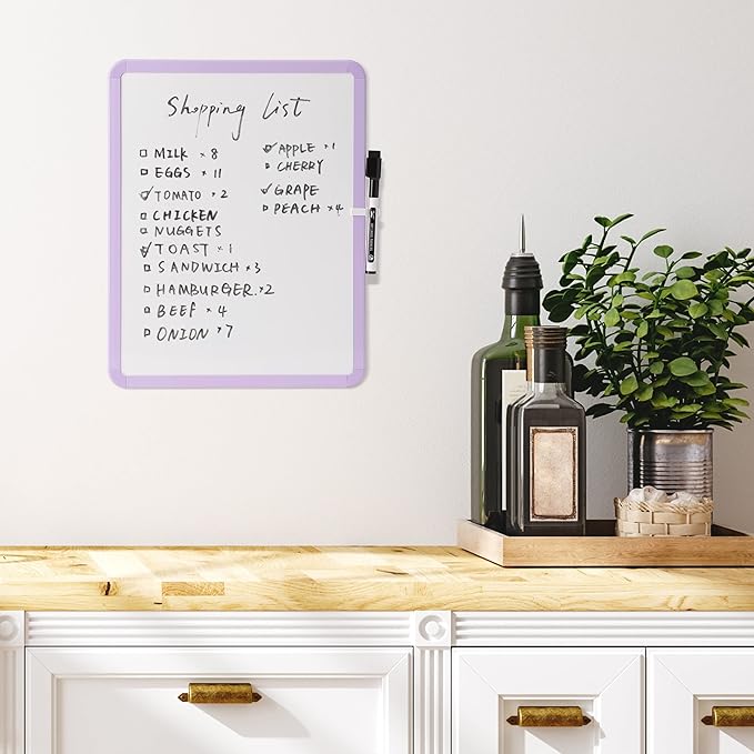 Mr. Pen- Dry Erase Board, 14” x 11” with a Black Dry Erase Marker, Purple Frame, Small White Board Dry Erase, Dry Erase Board Small Dry Erase Board, Small Whiteboard