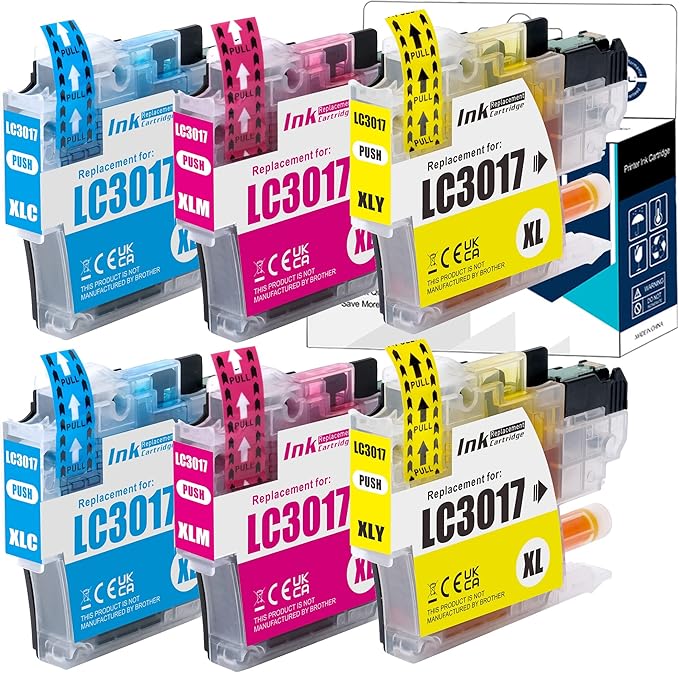LCL Compatible Ink Cartridge Replacement for Brother LC3017 LC-3017 XL LC30173PK LC3017C LC3017M LC3017Y MFC-J5330DW MFC-J6530DW MFC-J6930DW MFC-J6730DW MFC-J5335DW (6-Pack 2Cyan 2Magenta 2Yellow)