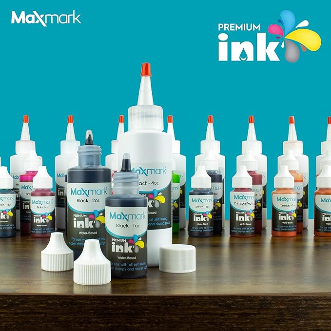 MaxMark Premium Refill Ink for self Inking Stamps and Stamp Pads, Magenta Purple Color - 4 oz.