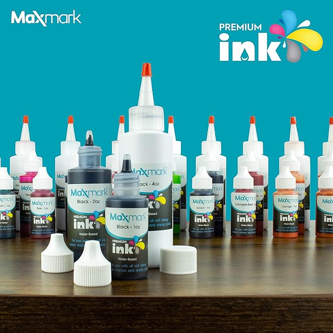 MaxMark Premium Refill Ink for self Inking Stamps and Stamp Pads, Sky Blue Color - 1 oz.