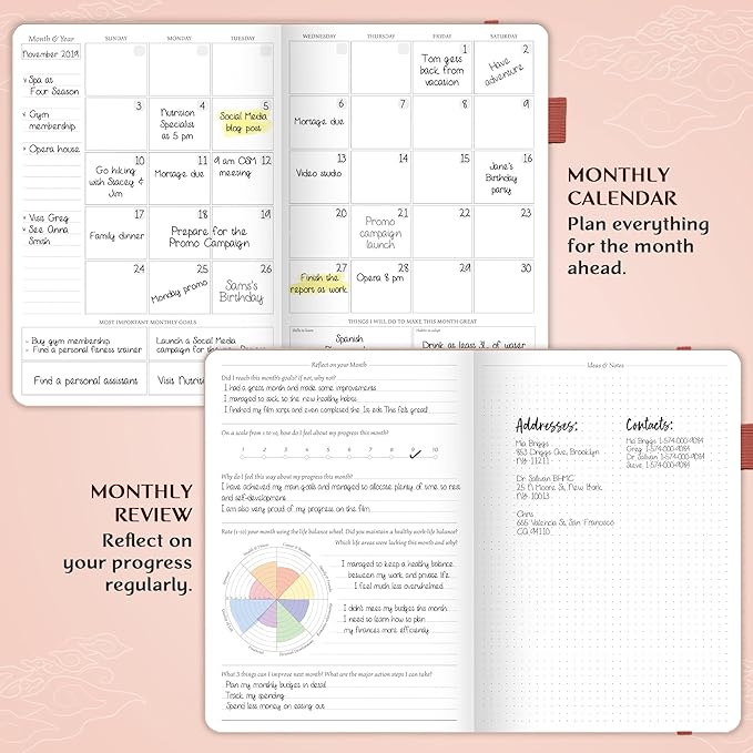 Legend Planner PRO – Deluxe Weekly & Monthly Life Planner to Increase Productivity and Hit Your Goals. Time Management Organizer Notebook – Undated – 7 x 10" Hardcover + Stickers – Rose Gold