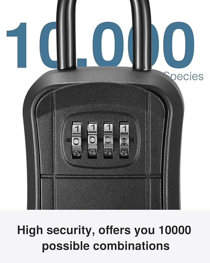 Puroma Key Lock Box, Portable Combination Lockbox Wall-Mounted Key Storage Box for House Keys, Resettable Code Safe Security Lock Box for Home, Office, Apartment Spare Key Storage (2 Pack, Pure Black)