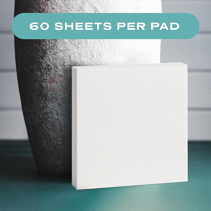 Sticky Notes Dots Grid 24pk | 3x3 Inch Small Self Stick Notepads for Desk and School Supplies