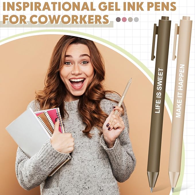 50 Pcs Gel Ink Pens Motivational Inspirational Quote Pen Retractable Rolling Ball Smooth Writing for Coworkers Supplies Office Home(Morandi Color,Inspirational)