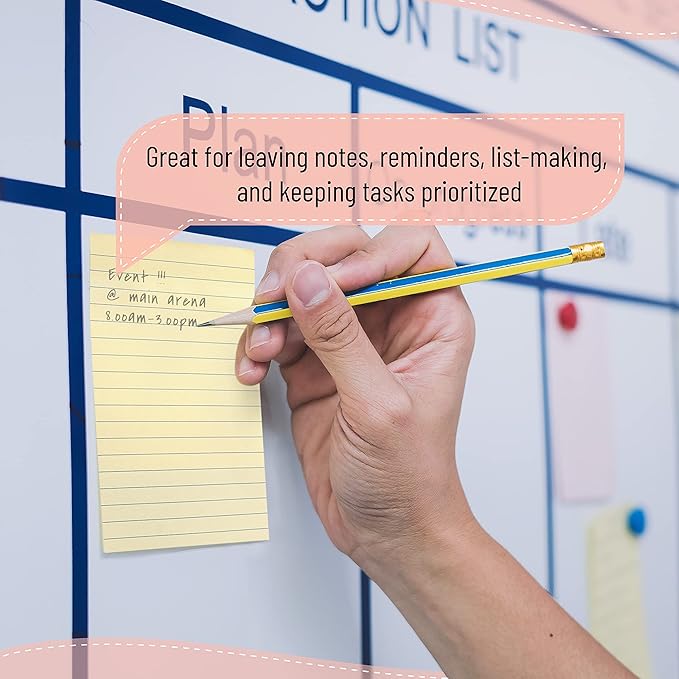 Mr. Pen- Lined Sticky Notes 4x6, 6 Pads, 45 Sheets/Pad, Pastel Color, Sticky Notes with Lines, Sticky Pads, Sticky Note Pads, Colorful Sticky Notes, Stickies Notes, Ruled Post Stickies