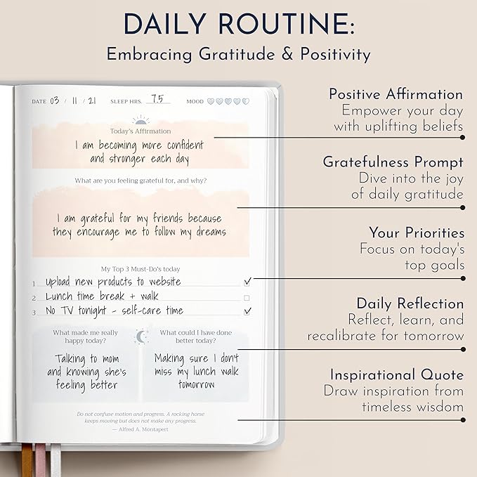 RYVE Daily Gratitude Journal for Women: 6-Month Guided Positivity & Wellness Journal with Prompts - Affirmation, Mindfulness, Self Help & Reflection, Gratitude Journal Notebook, Manifestation Journal