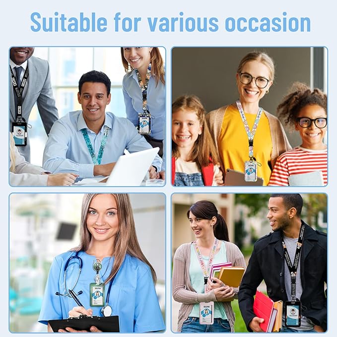 Lanyards for Id Badges, I'm Fine Everything is Fine Badge Holder with Retractable Reel Clip, Funny Dog Name Tag Lanyard Vertical ID Card Protector Case for Women Nurse Doctor Teacher Student