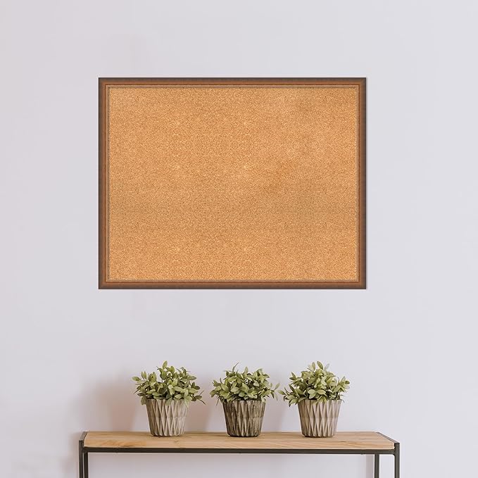 Amanti Art Natural Cork Board for Wall, 30x38 Vision Board with Bronze Frame, Large Corkboard Office Decor for Home Organization, Modern Corkboard Pinboard to Display Items for Home Organization in