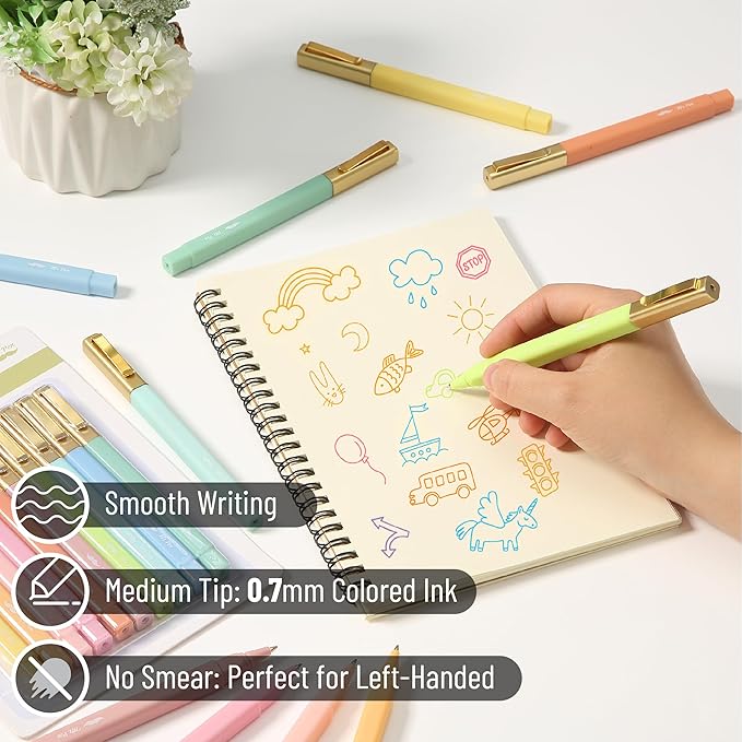 Mr. Pen- Aesthetic Pens, 10 Pack, Assorted Colors, Fast Dry, No Smear Bible Pens No Bleed Through, 0.7mm Fine Point Pen, Ballpoint Pens Ballpoint, Fine Tip Pens for Note Taking, Pens Aesthetic