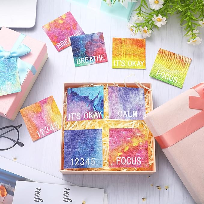 80 Pcs Anxiety Sensory Stickers with Inspirational Quotes Calm Textured Strips Relief Mental Health Stickers School Office Adhesive Sensory Tape Anti Stress Toys for Adults Teens (Classic)
