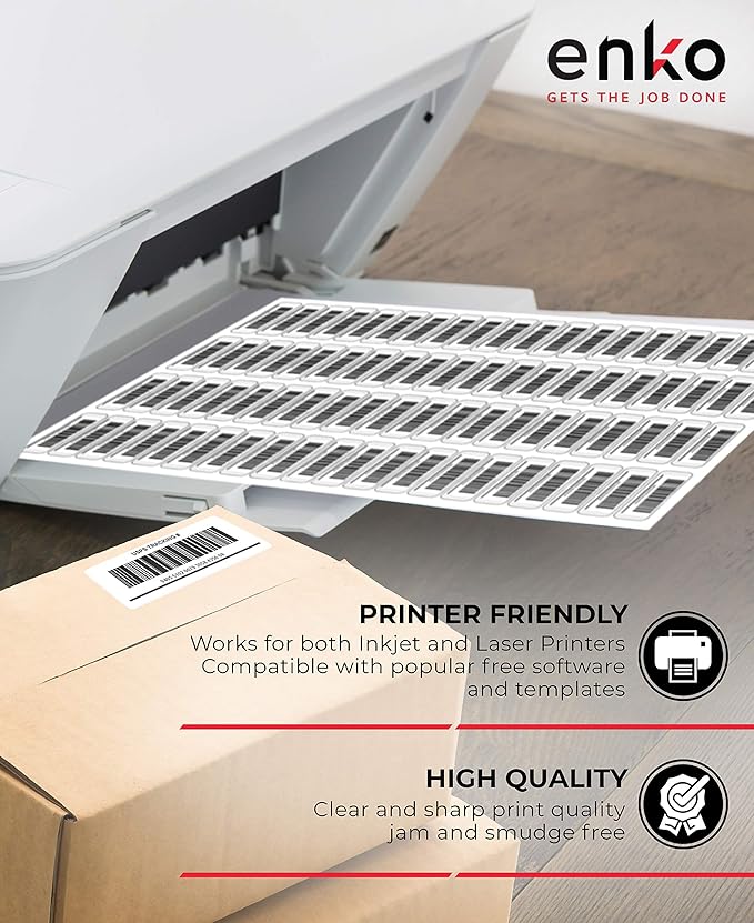 enKo 2 x 4 Inch Label - White Blank - 10 Up Address Mailing Labels for Laser Inkjet Printer (100 Sheets, 1000 Labels)