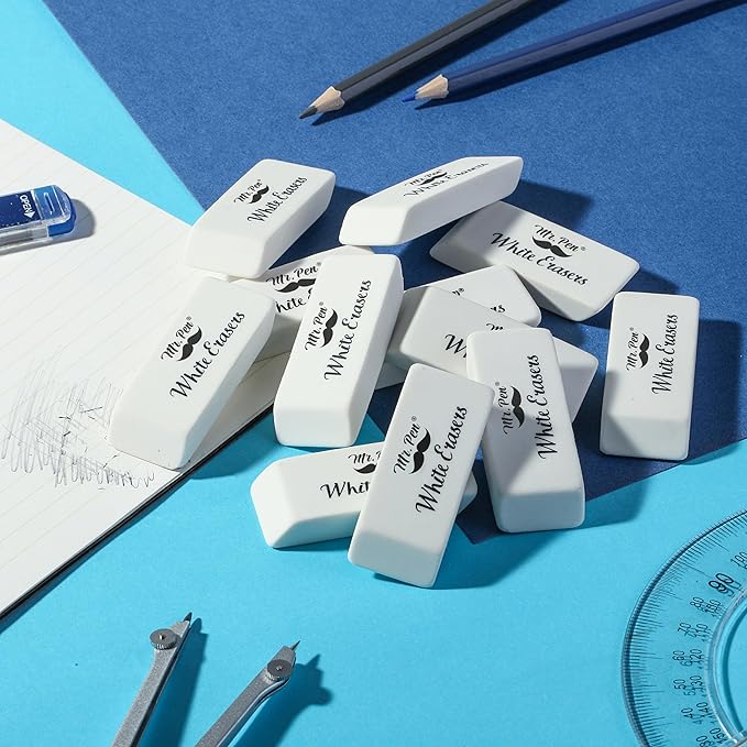 Mr. Pen- White Pencil Eraser, 48 Pack, Block Erasers for Pencils, Mr Pen Erasers for School, Large Eraser