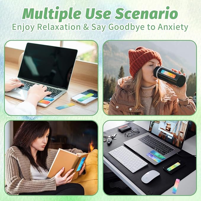 72 Pieces Anxiety Sensory Stickers with Storage Box - Calming Stickers 2 Textured Surface - Fidget Strips for Office & Classroom Desk Adult & Teen Stress (Watercolor)