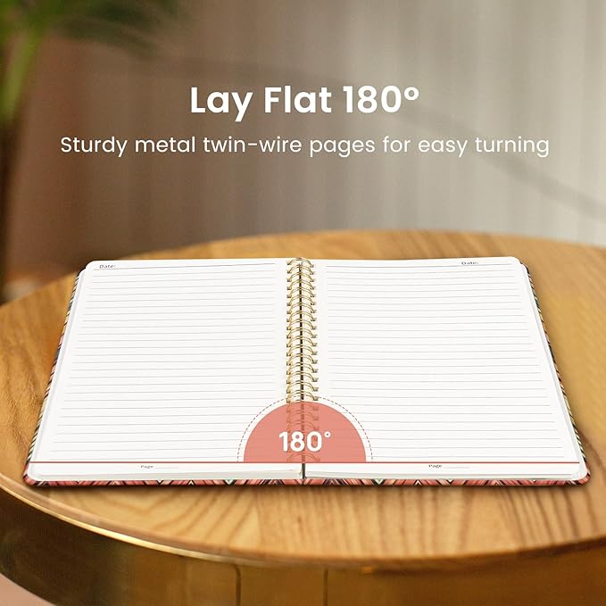 Pretty Cute Lined Spiral Journal Notebook for Women, Aesthetic College Ruled Notebook for Work & Note Taking, A5 Hardcover Journal for Writing, 140 Pages, Retro Weave