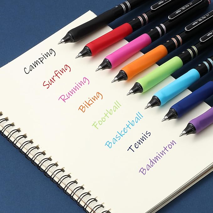 Mr. Pen- Retractable Gel Pens, 8 Pack, Vibrant Barrels, Fast Dry, Colorful Ink Gel Pens Fine Point 0.7mm