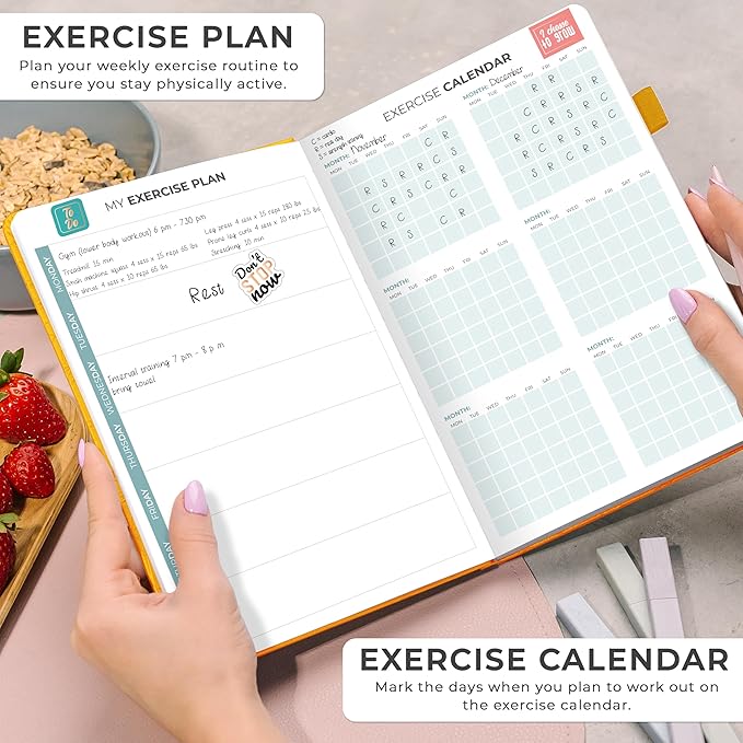 Clever Fox Weekly Meal Planner - Weekly & Daily Meal Prep Journal with Shopping and Grocery Lists for Menu Planning, Healthy Diet & Weight Loss Tracking, Lasts 1 Year, Undated, A5 - Amber Yellow
