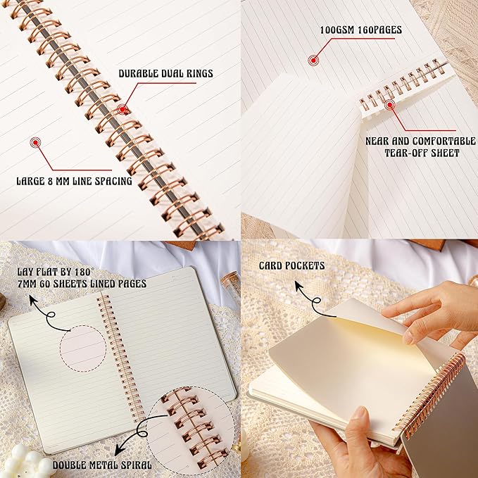 Spiral Notebook Journal For Women & Men College Ruled Notebook With Large Pockets And Lined Pages - Perfect to Stay Organized and Boost Productivity at Work or Note Taking (Green)
